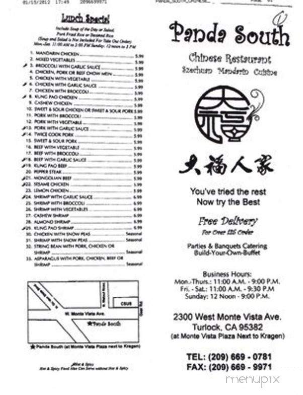 Panda South - Turlock, CA menu_pic