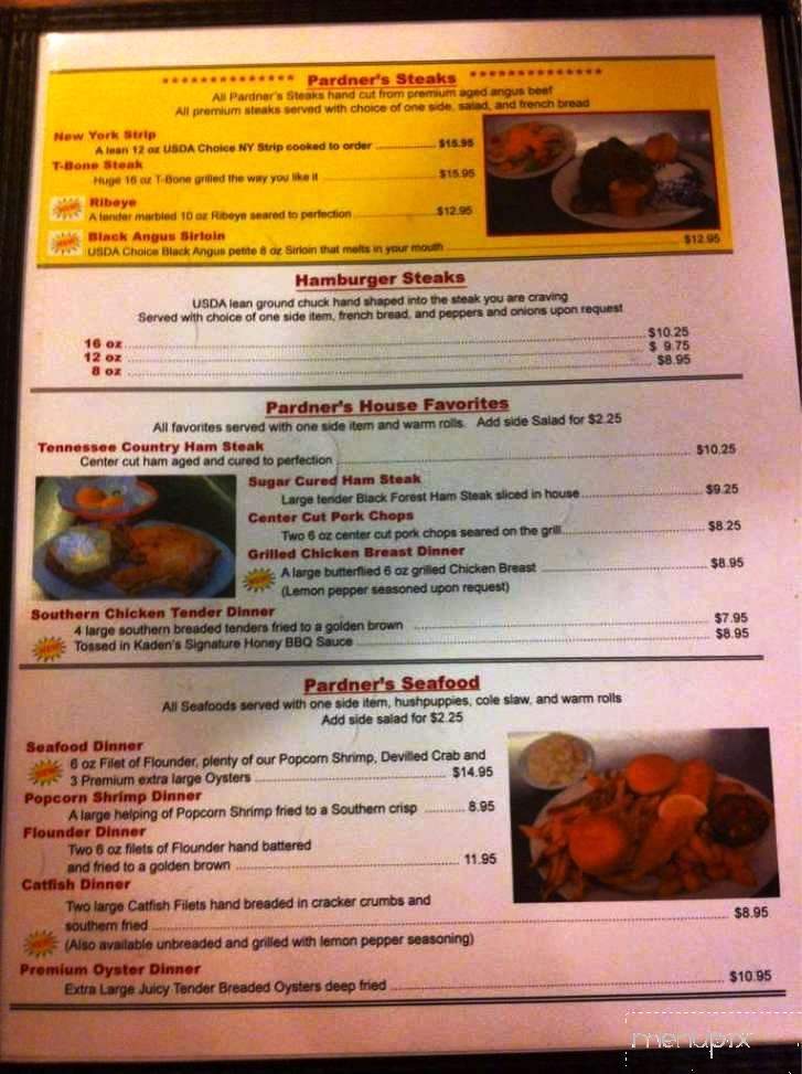Pardner's Bar-B-Que & Steak - Piney Flats, TN menu_pic