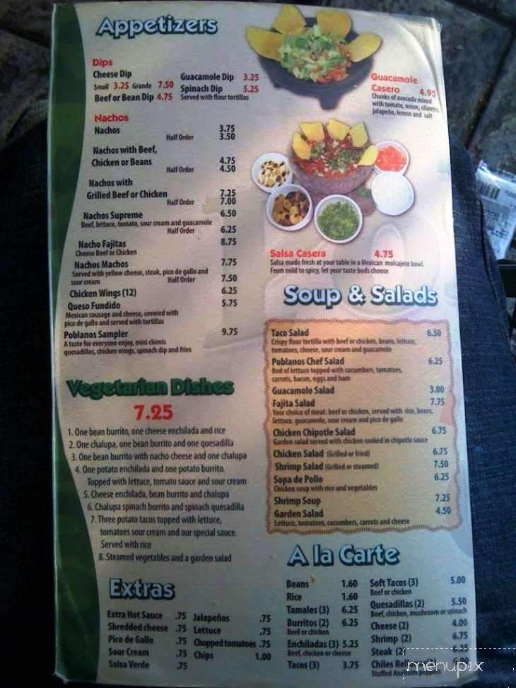 Poblano's Mexican Grill - Martinez, GA menu_pic