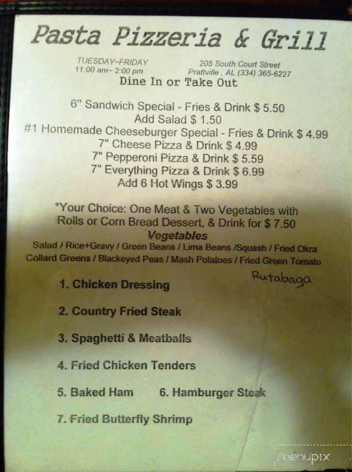 Prattville Pasta Mill - Prattville, AL menu_pic