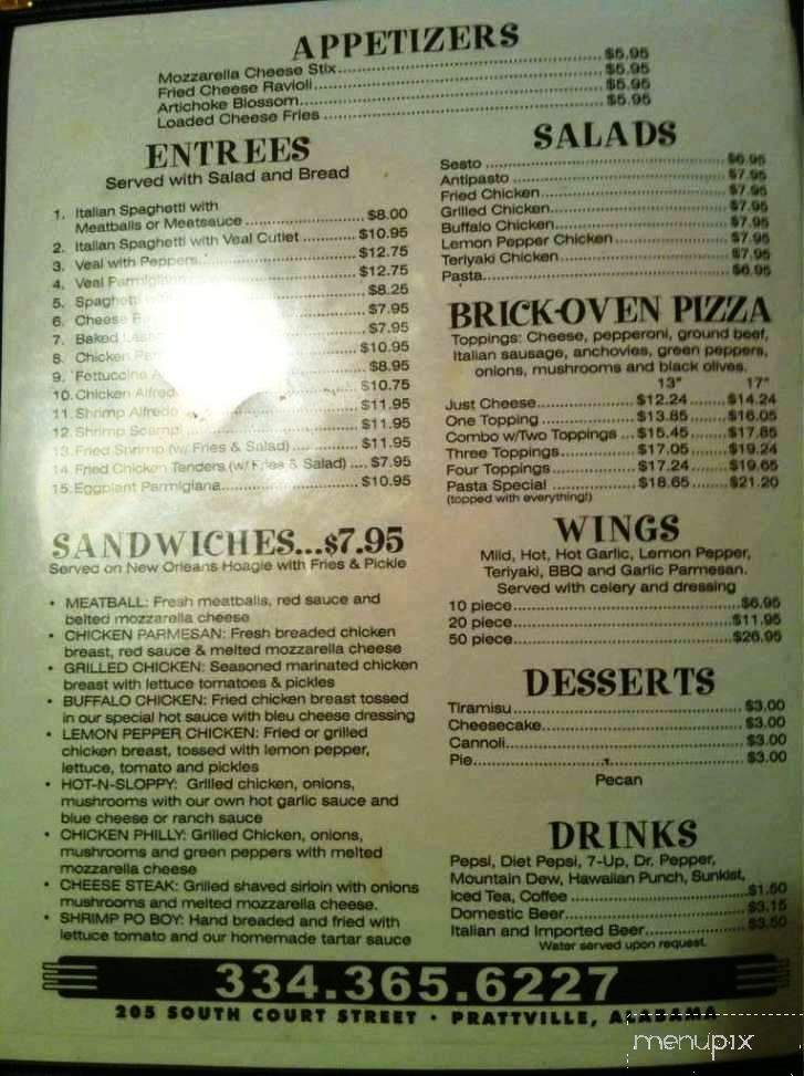 Prattville Pasta Mill - Prattville, AL menu_pic