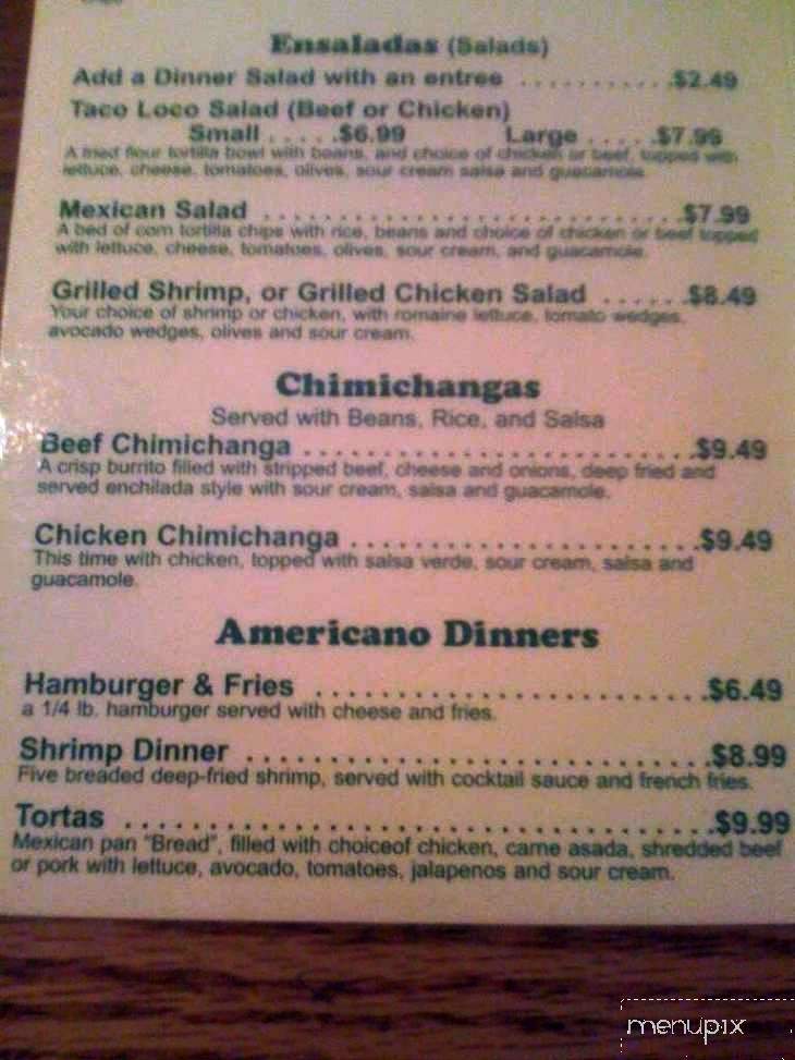 Pancho & Lefty's - St George, UT menu_pic