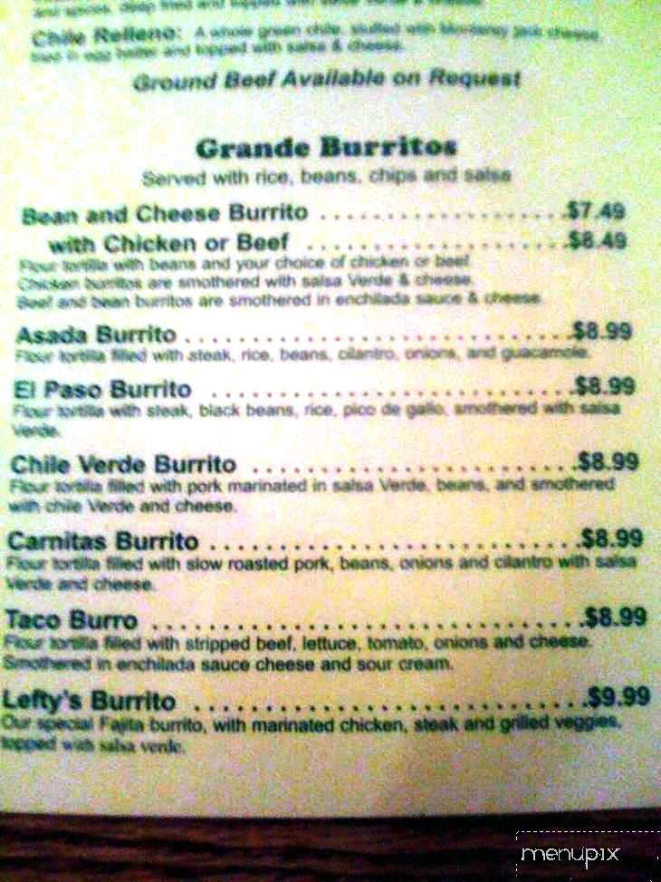 Pancho & Lefty's - St George, UT menu_pic