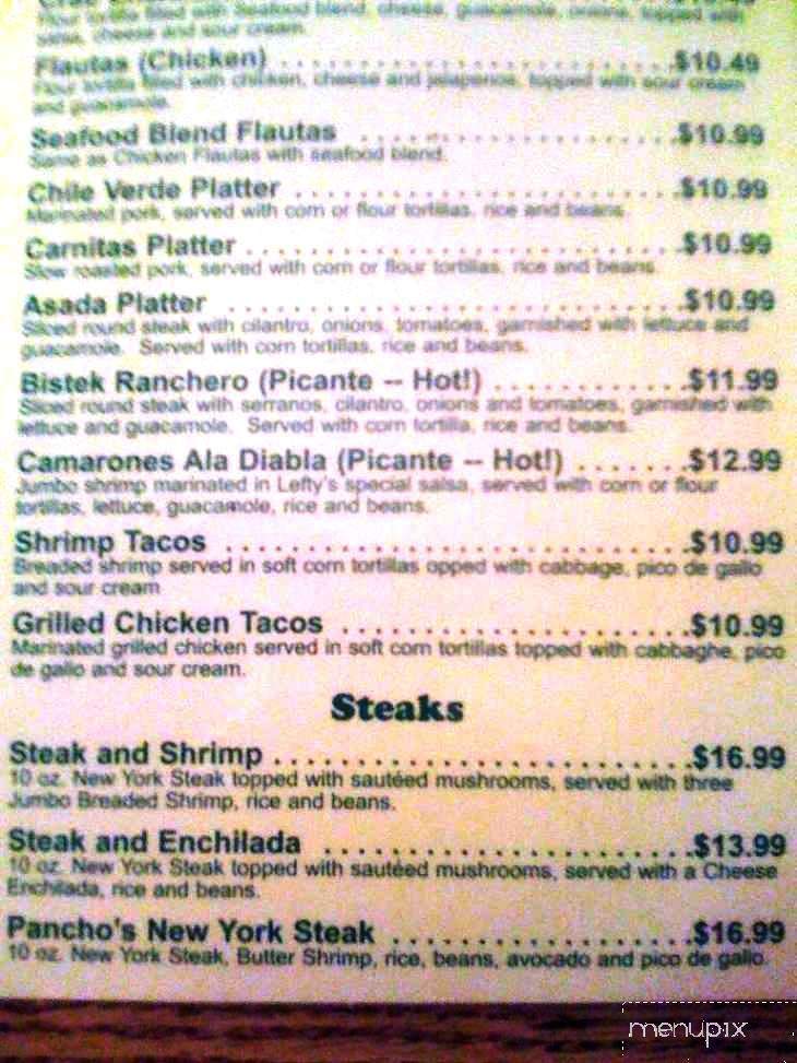 Pancho & Lefty's - St George, UT menu_pic