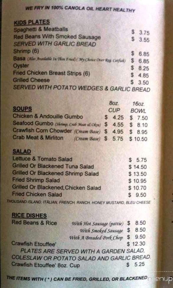 Pier 51 Seafood Restaurant - LaPlace, LA menu_pic