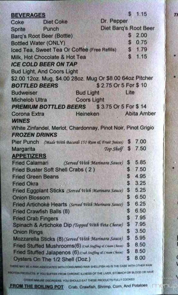 Pier 51 Seafood Restaurant - LaPlace, LA menu_pic