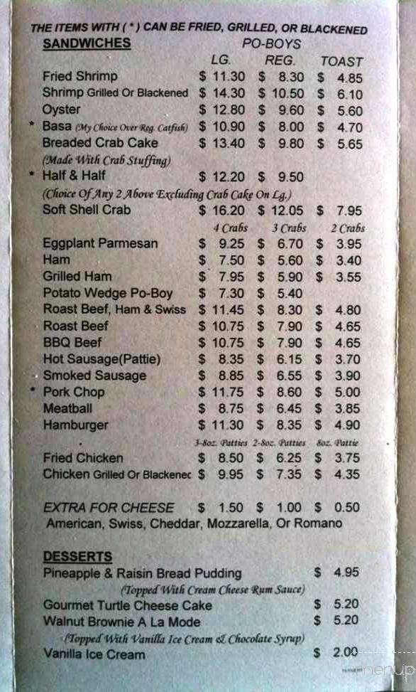 Pier 51 Seafood Restaurant - LaPlace, LA menu_pic