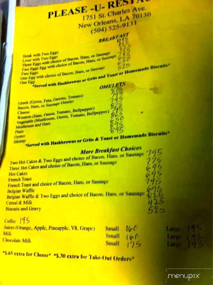 Please-U-Restaurant - New Orleans, LA menu_pic