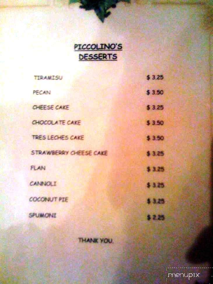 Piccolino Restaurant - Artesia, NM menu_pic