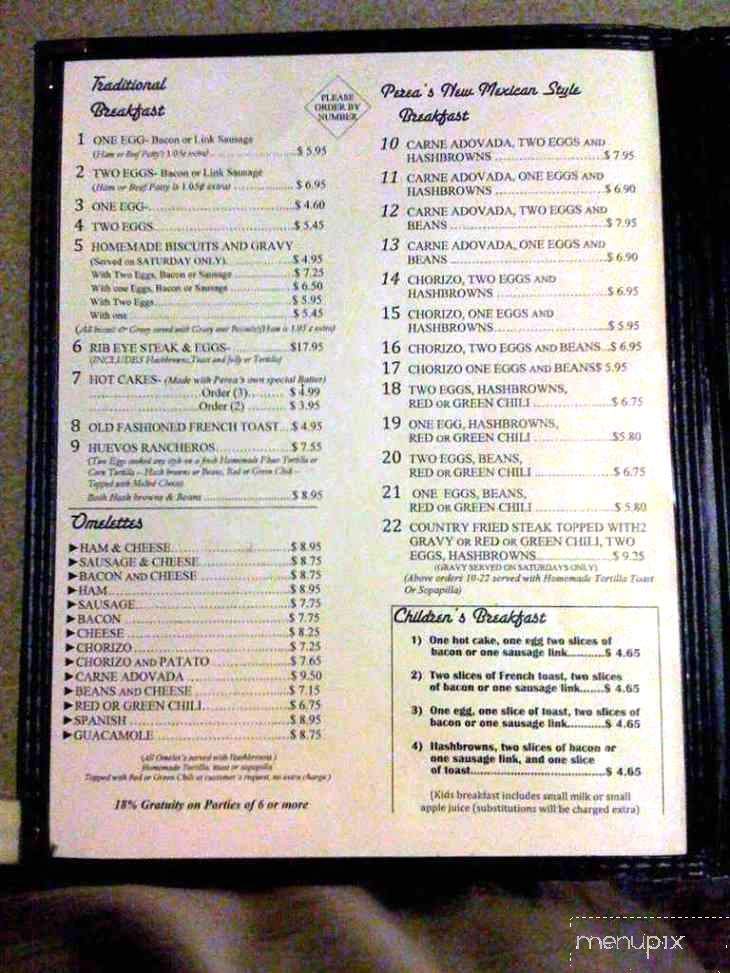 Perea's New Mexican Restaurant - Albuquerque, NM menu_pic