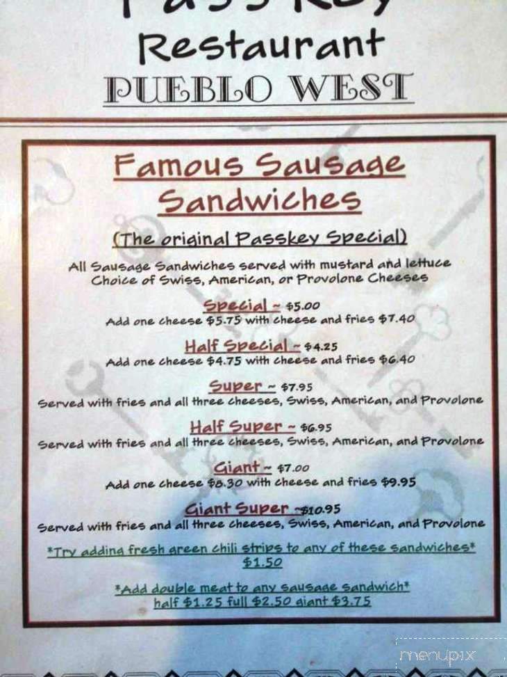 Pass Key Restaurant - Pueblo West, CO menu_pic