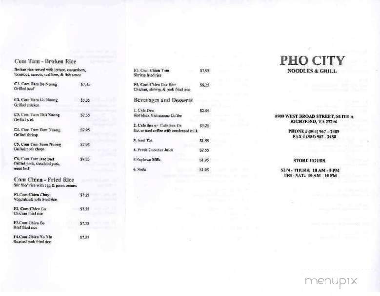 Pho City - Richmond, VA menu_pic