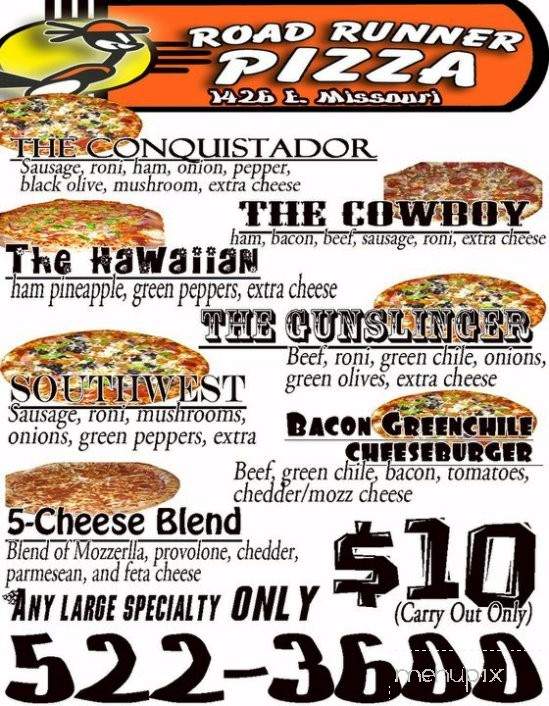 Roadrunner Pizza - Las Cruces, NM menu_pic