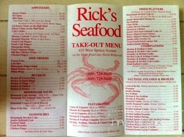 Rick's Seafood House - North Wildwood, NJ menu_pic