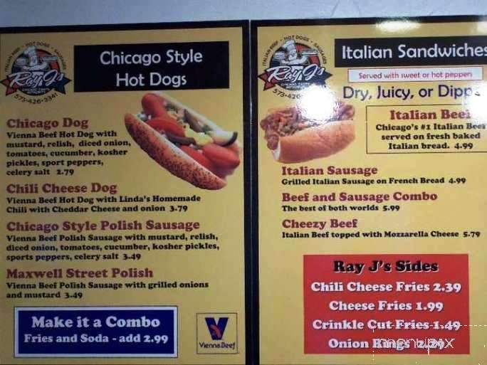 Ray J's Chicago Taste Authority 105 N. Bishop - Rolla, MO menu_pic