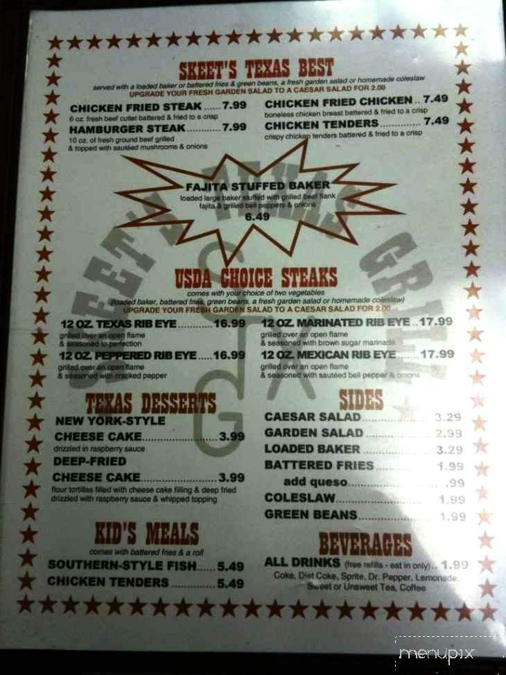 Skeet's Texas Grill #4 - Snyder, TX menu_pic