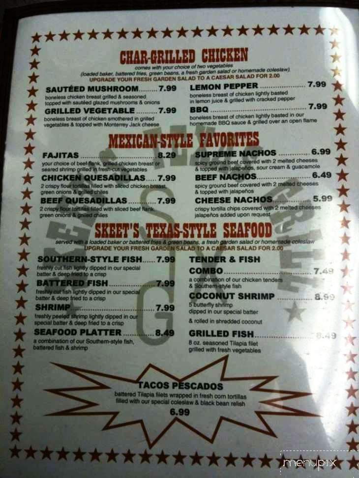 Skeet's Texas Grill #4 - Snyder, TX menu_pic
