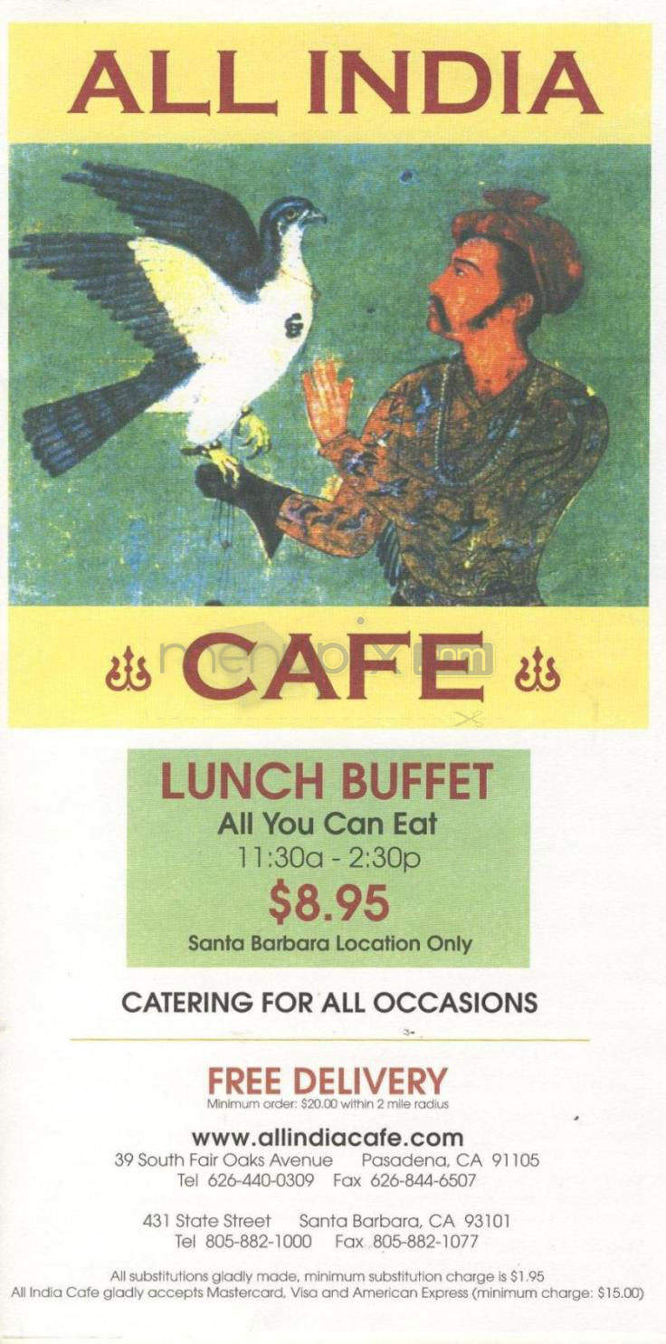 All India Cafe - Santa Barbara, CA menu_pic