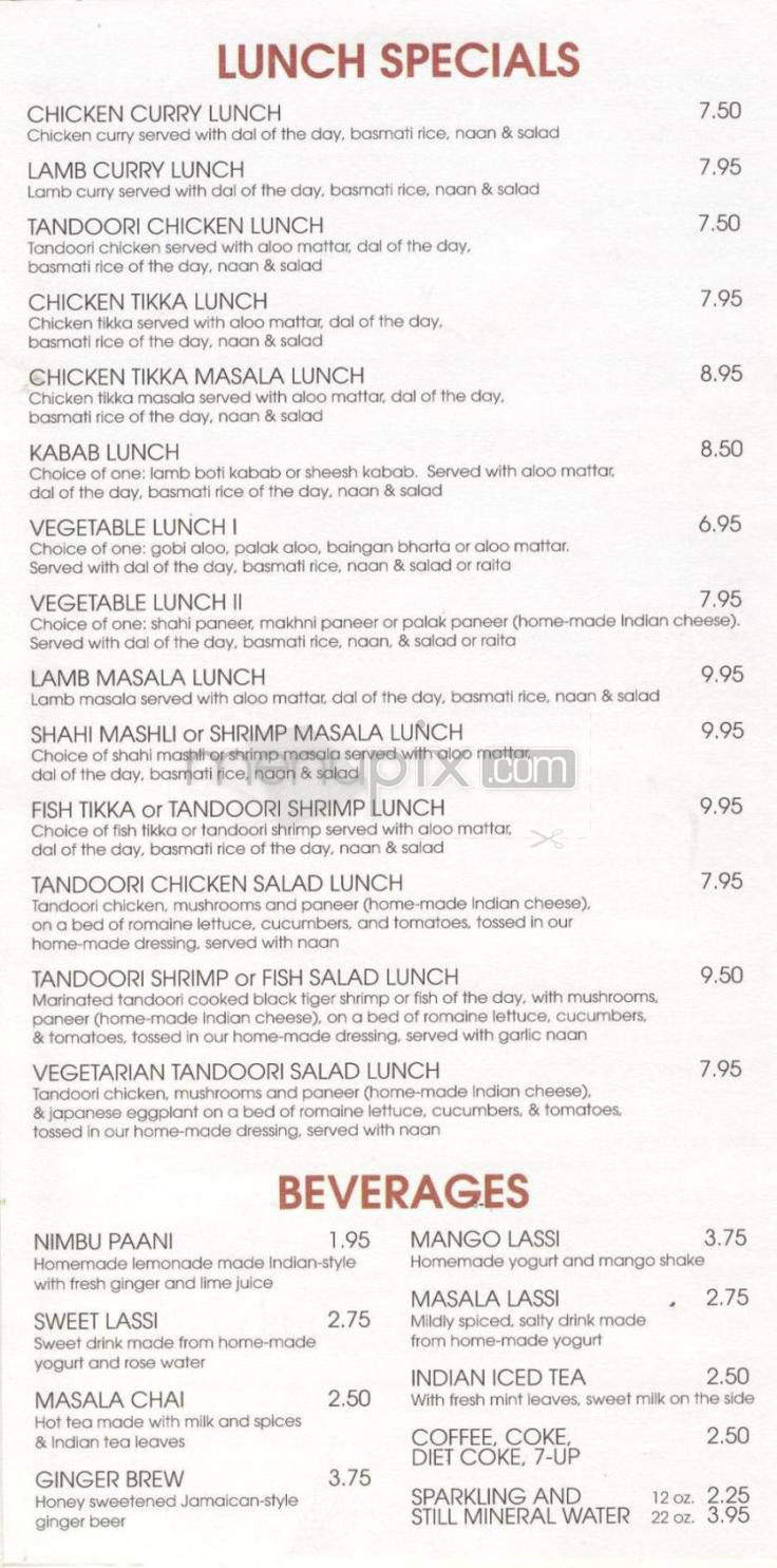 All India Cafe - Santa Barbara, CA menu_pic
