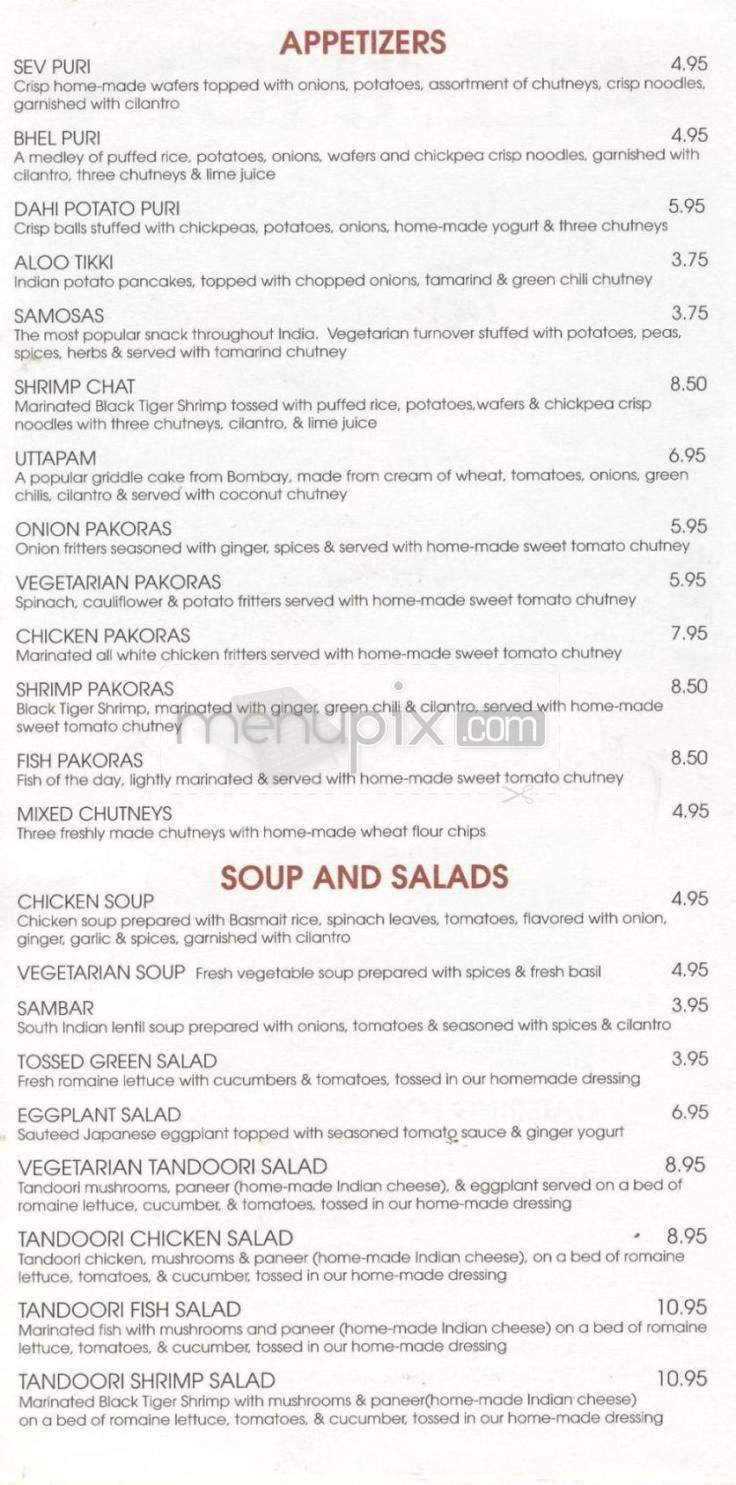 All India Cafe - Santa Barbara, CA menu_pic