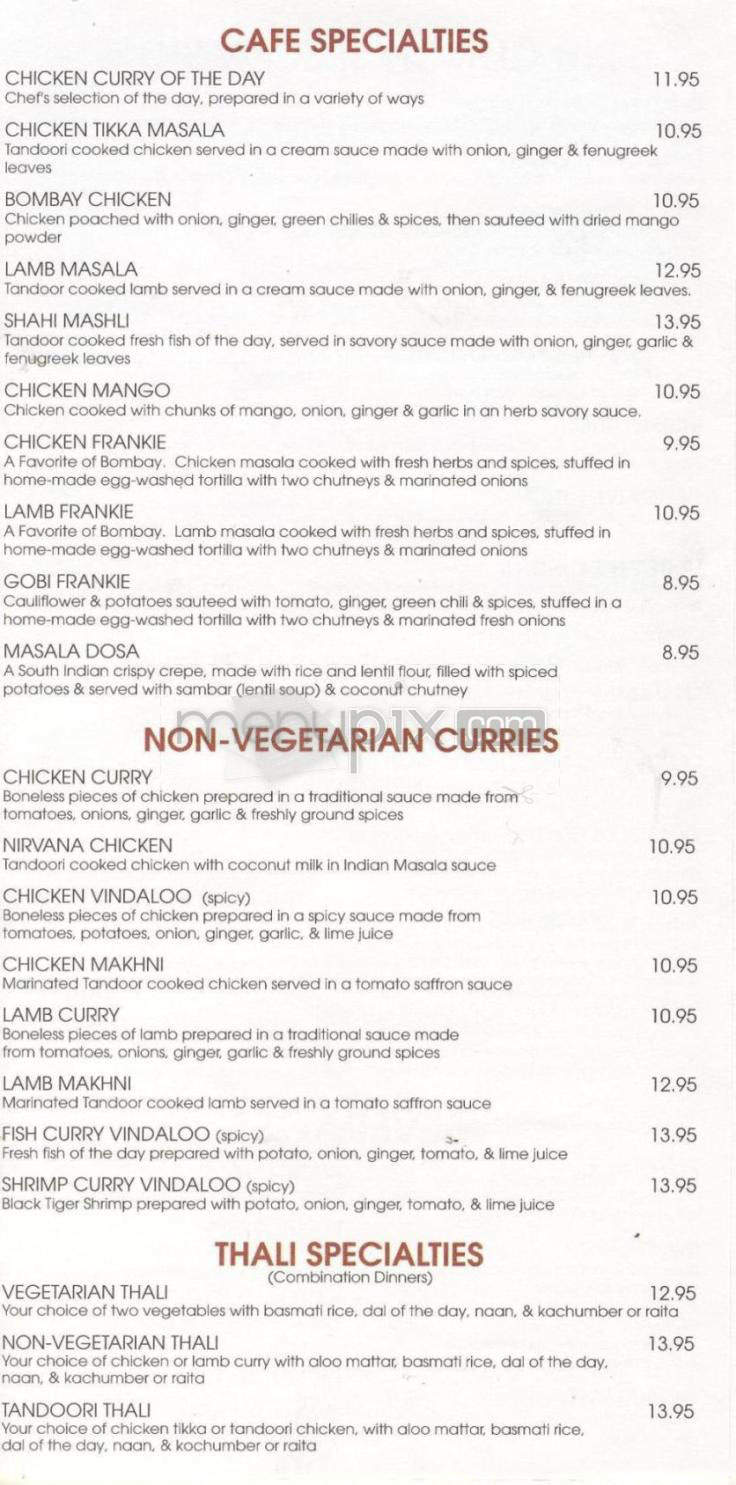 All India Cafe - Santa Barbara, CA menu_pic