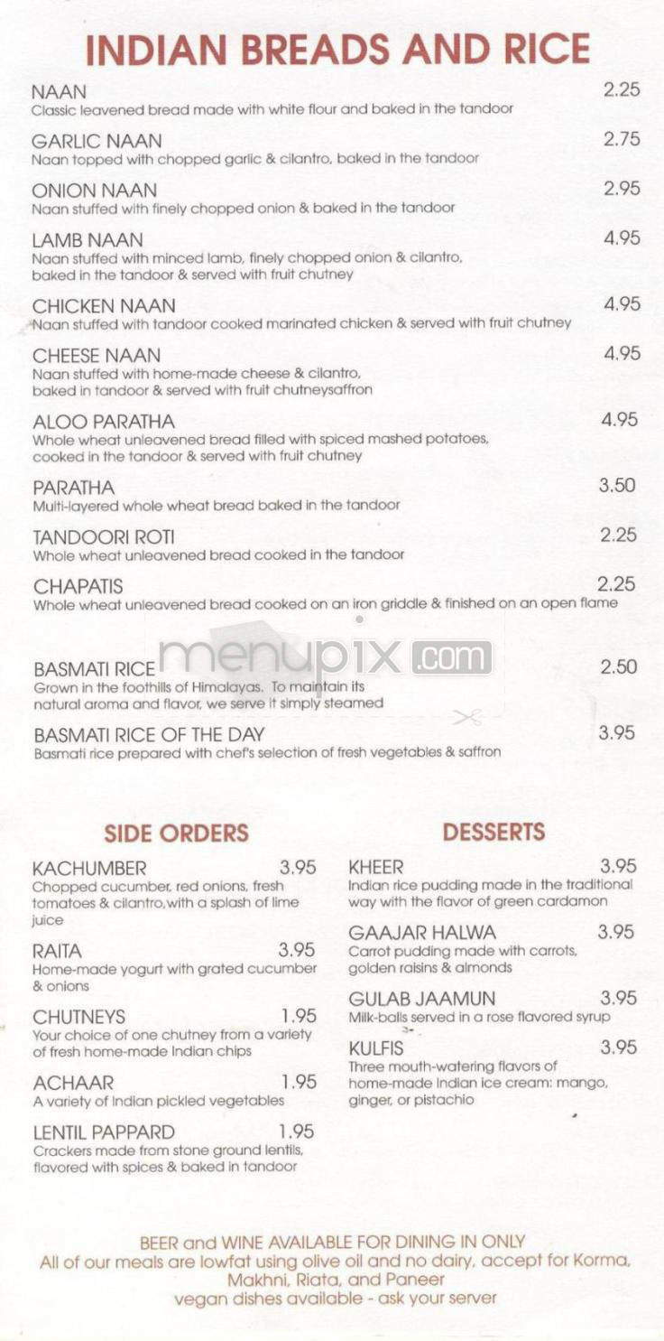 All India Cafe - Santa Barbara, CA menu_pic