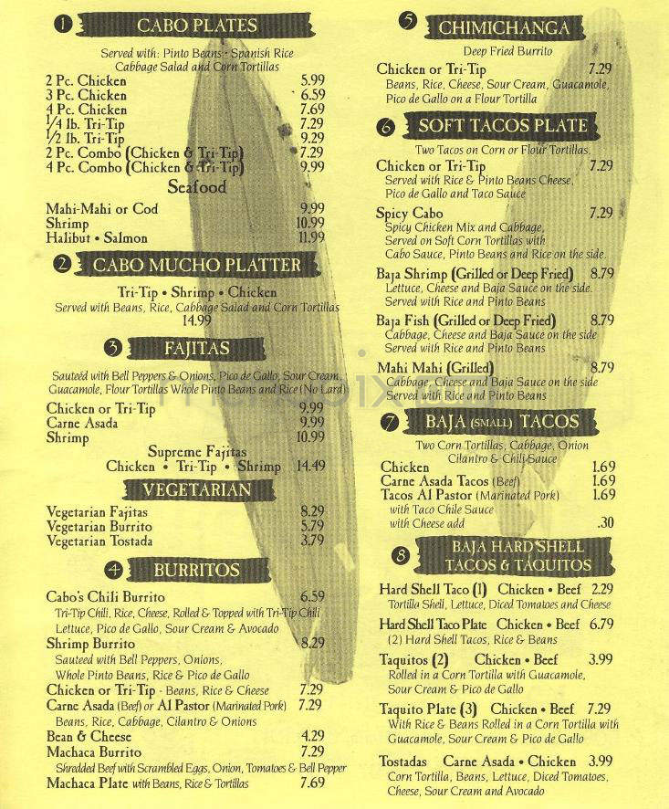Cabo's Baja Grill & Cantina - Carpinteria, CA menu_pic