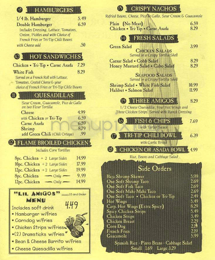Cabo's Baja Grill & Cantina - Carpinteria, CA menu_pic