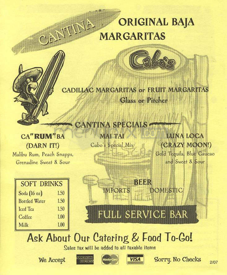 Cabo's Baja Grill & Cantina - Carpinteria, CA menu_pic