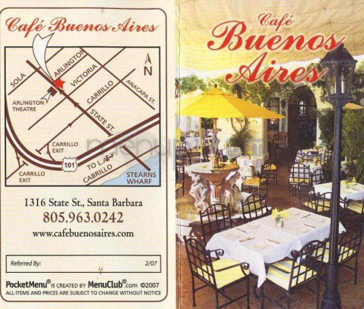 Cafe Buenos Aires - Santa Barbara, CA menu_pic