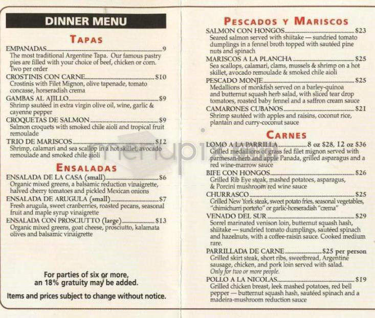 Cafe Buenos Aires - Santa Barbara, CA menu_pic