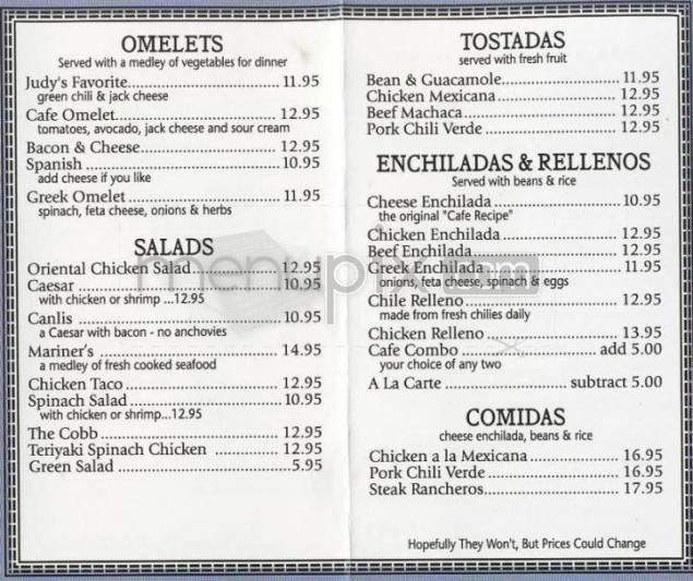 Cafe Del Sol - Santa Barbara, CA menu_pic