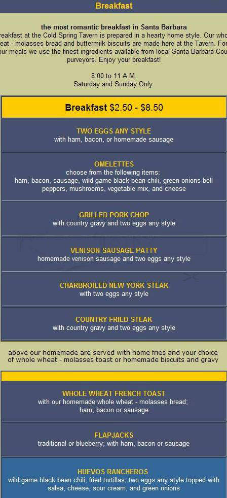 Cold Spring Tavern - Santa Barbara, CA menu_pic