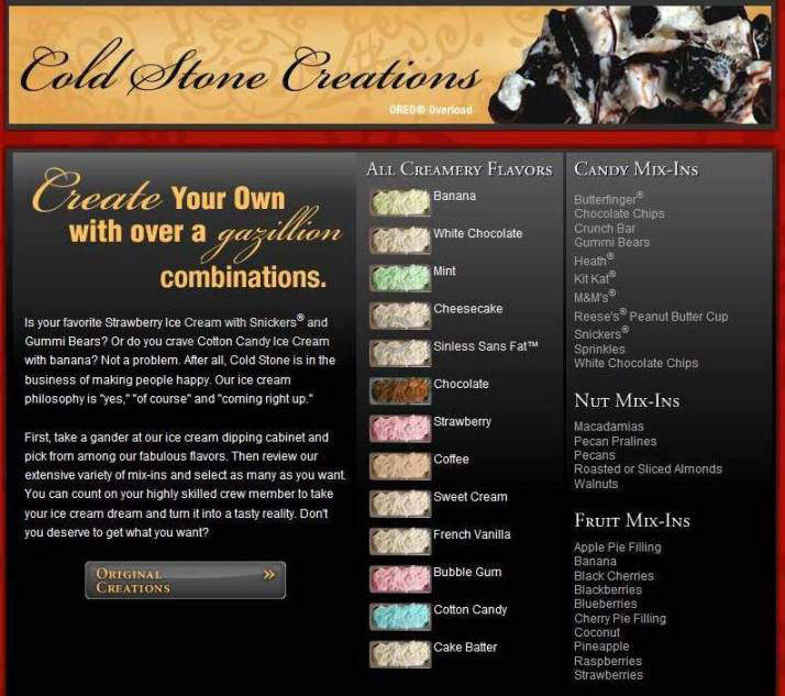 Cold Stone Creamery - Santa Barbara, CA menu_pic