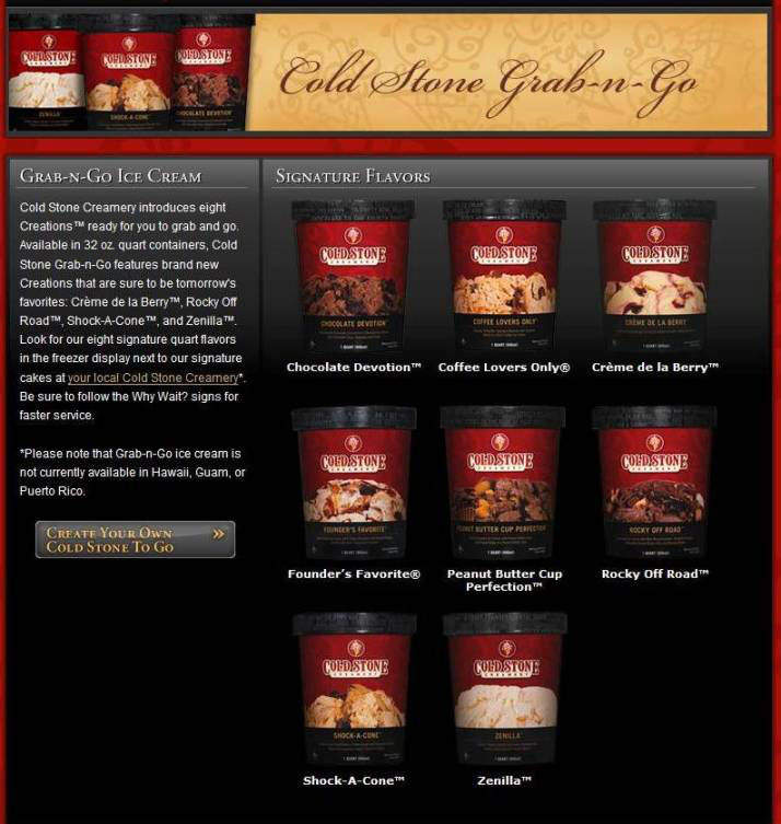 Cold Stone Creamery - Santa Barbara, CA menu_pic