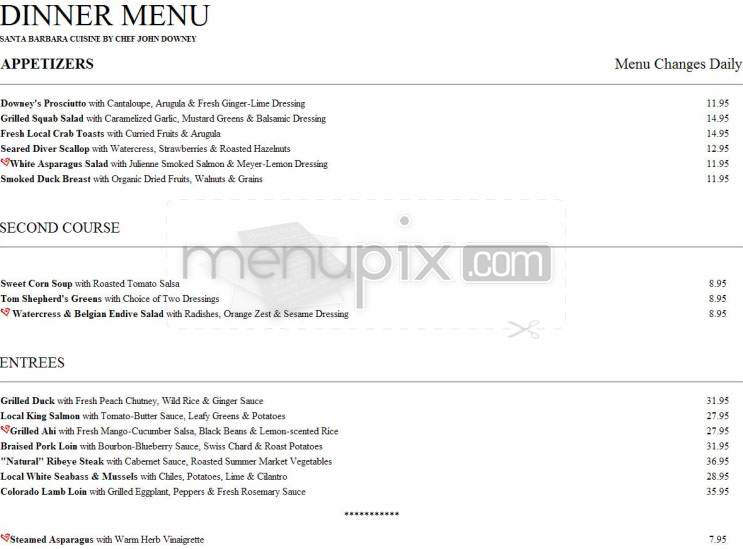 Downey's - Santa Barbara, CA menu_pic