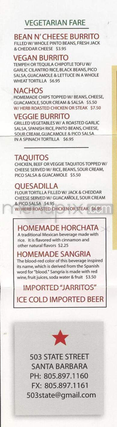 Chilango's Mexican Restaurant - Santa Barbara, CA menu_pic