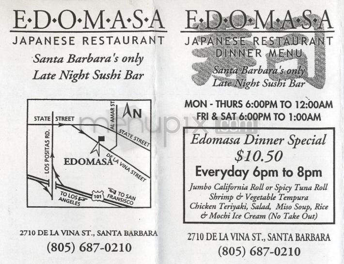 Edomasa - Santa Barbara, CA menu_pic