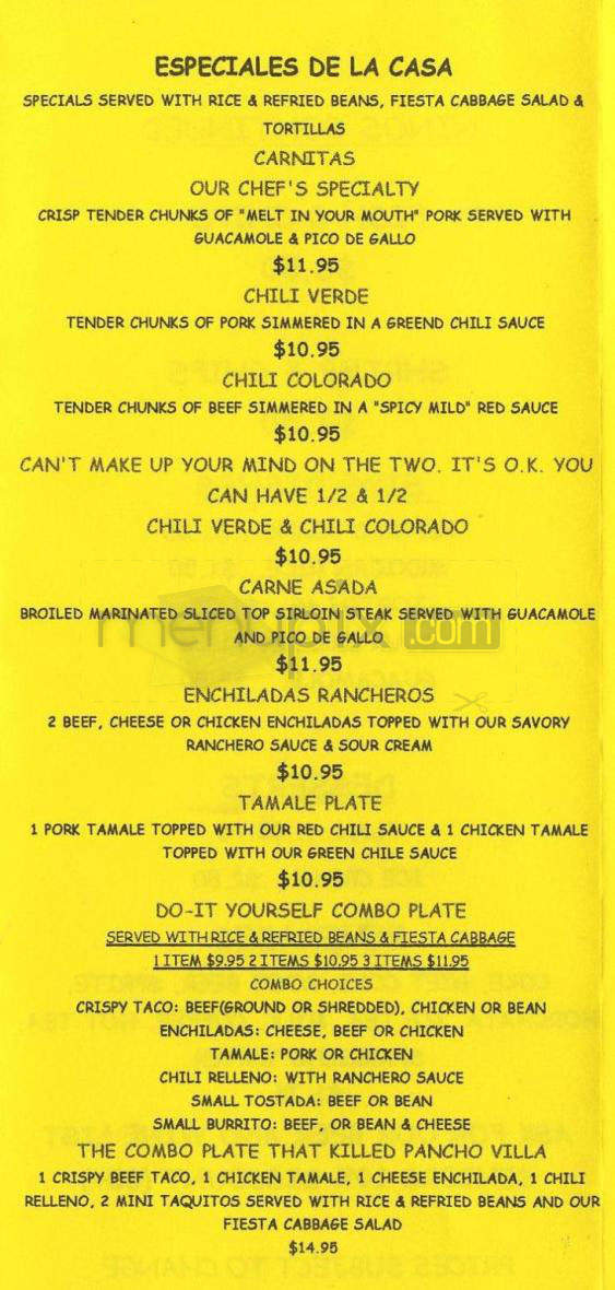 El Caballo Restaurant - Santa Barbara, CA menu_pic