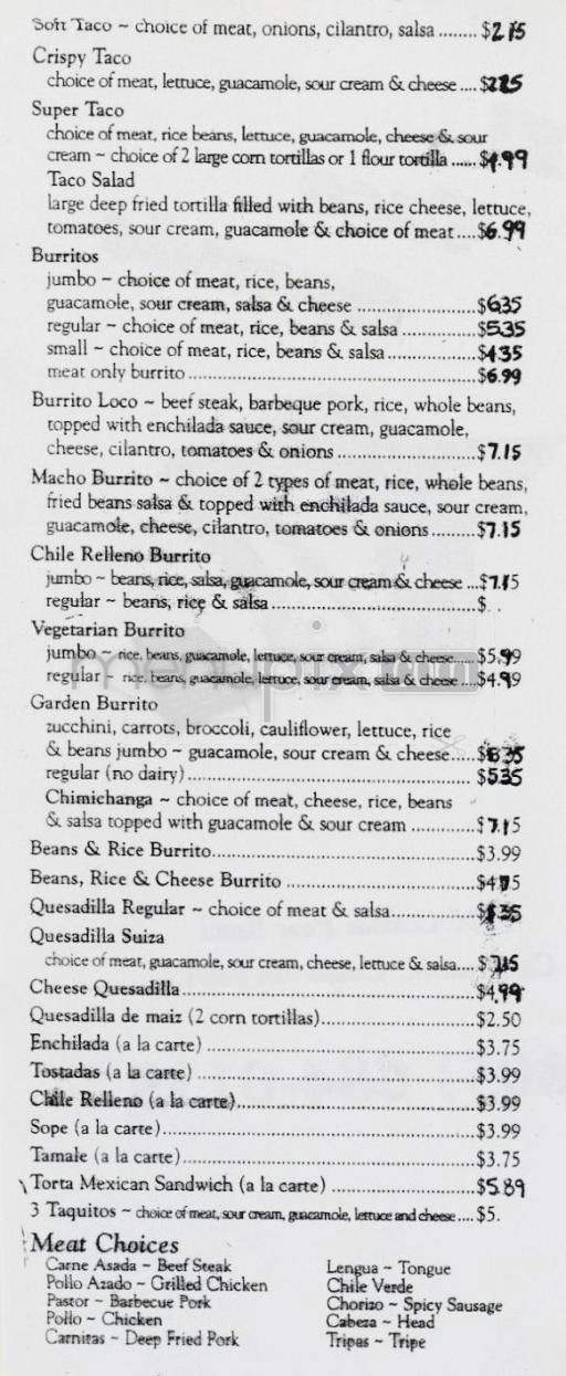 El Taco Grande - Carpinteria, CA menu_pic