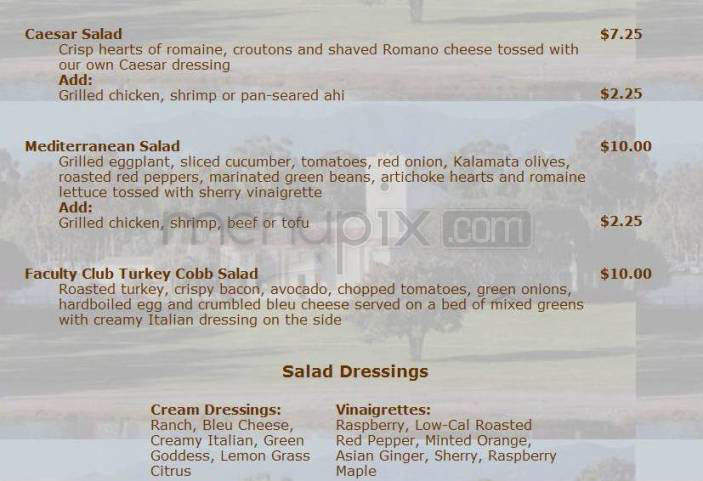 Faculty Club University - Santa Barbara, CA menu_pic