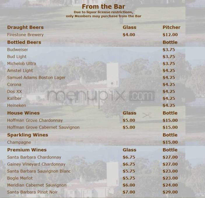Faculty Club University - Santa Barbara, CA menu_pic