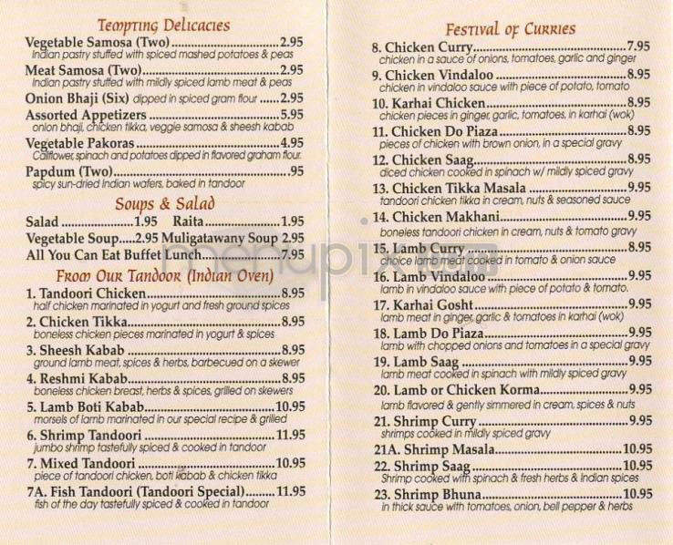 Flavor Of India - Santa Barbara, CA menu_pic