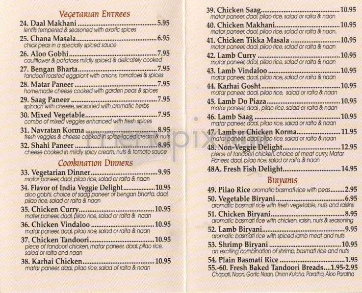 Flavor Of India - Santa Barbara, CA menu_pic