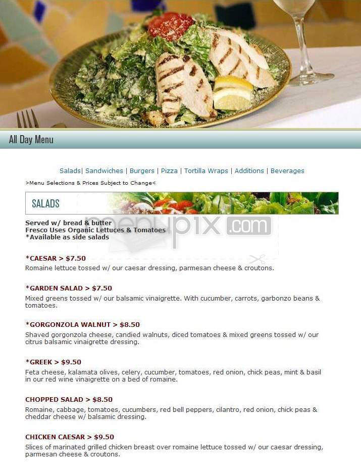 Fresco Cafe - Santa Barbara, CA menu_pic