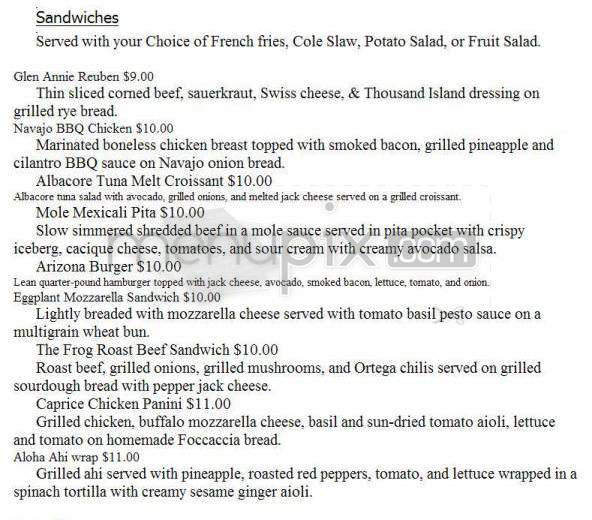 Frog Bar & Grill (Glen Annie Golf Club) - Goleta, CA menu_pic
