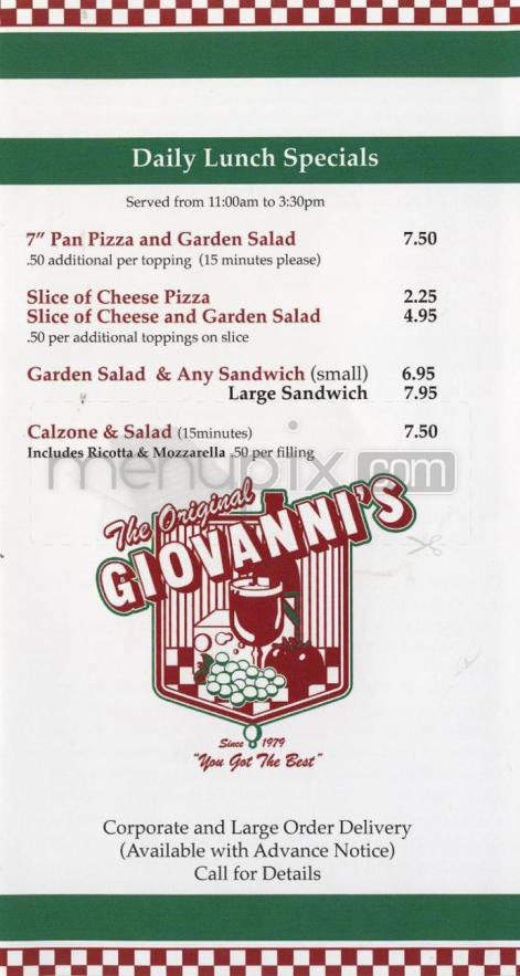 Giovanni's Pizza - Santa Barbara, CA menu_pic