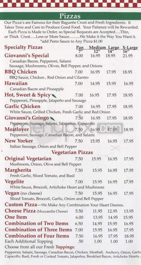 Giovanni's Pizza - Santa Barbara, CA menu_pic