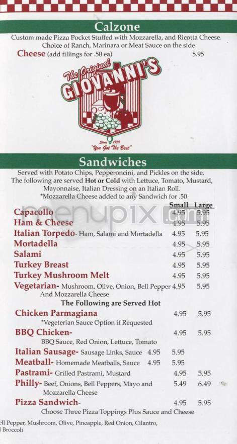 Giovanni's Pizza - Santa Barbara, CA menu_pic