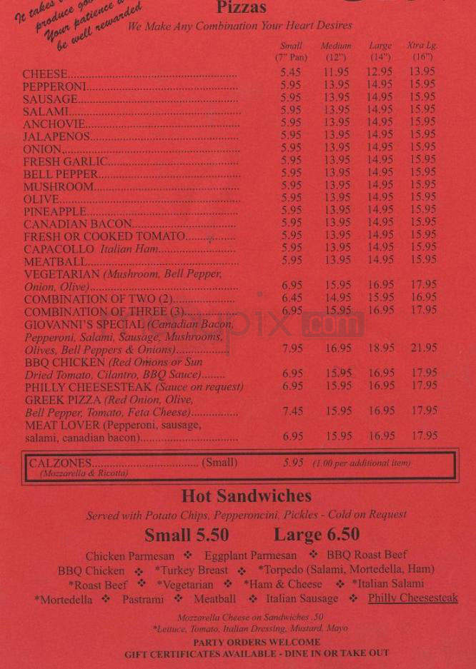 Giovanni's Pizza - Briarcliff Manor, NY menu_pic